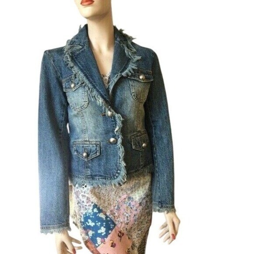 D Terrell frayed trim Denim Jean Jacket Women's‎  XS